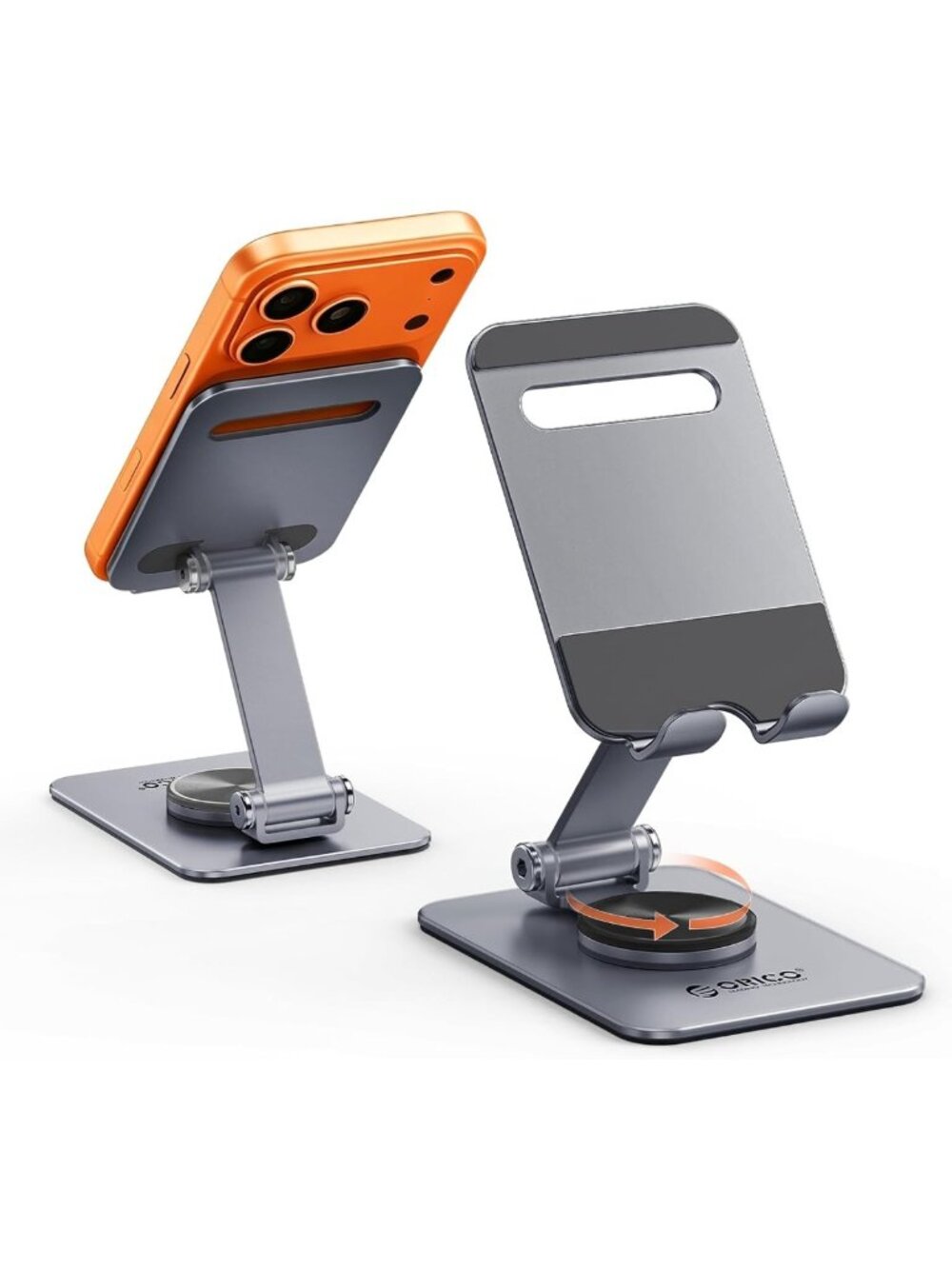 Adjustable Aluminum Phone Stand for Desk, 360° Rotating Metal Holder for
